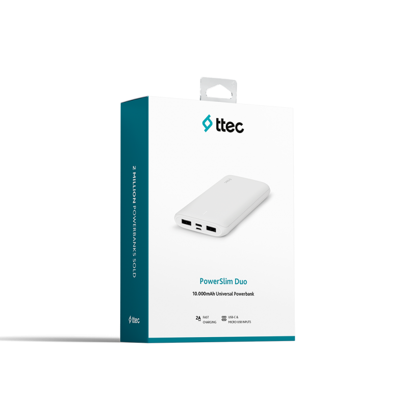 ttec PowerSlim Duo 10.000mAh Taşınabilir Şarj Aleti / Powerbank 2BB163S